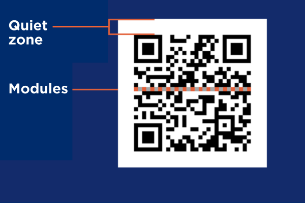Image of QR code with Quiet Zone highlighted
