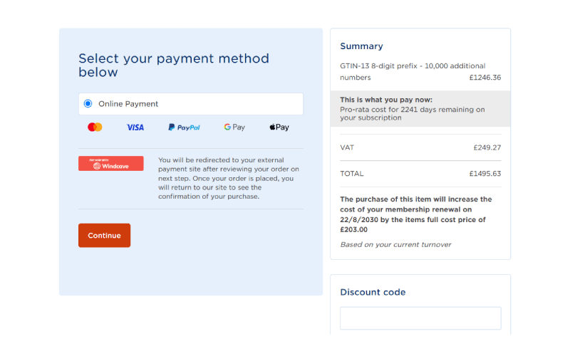 Image of payment screen